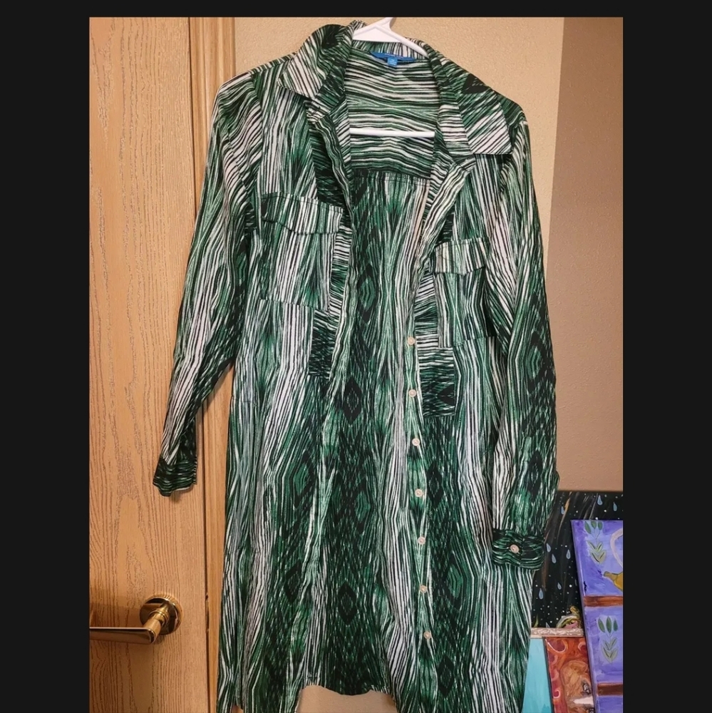 Unique long button up blouse